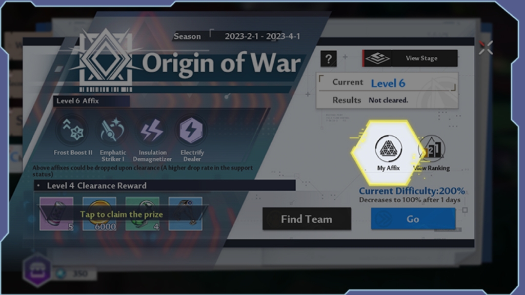 Tower of Fantasy origin of war guide affixe mécanisme