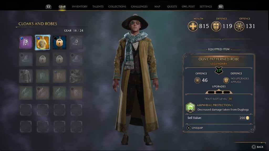 Comment équiper de nouveaux équipements dans le menu d'équipement Hogwarts Legacy