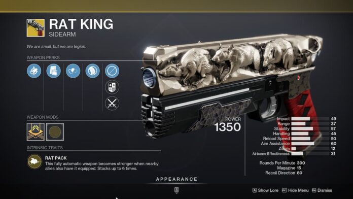 Best Rat King build in Destiny 2 - Rat King in inventory. 