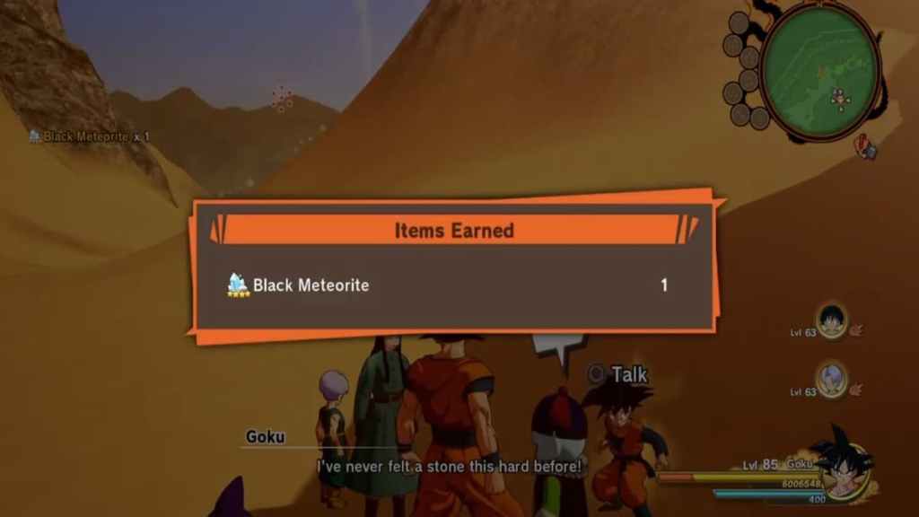 météorite noire dbz kakarot