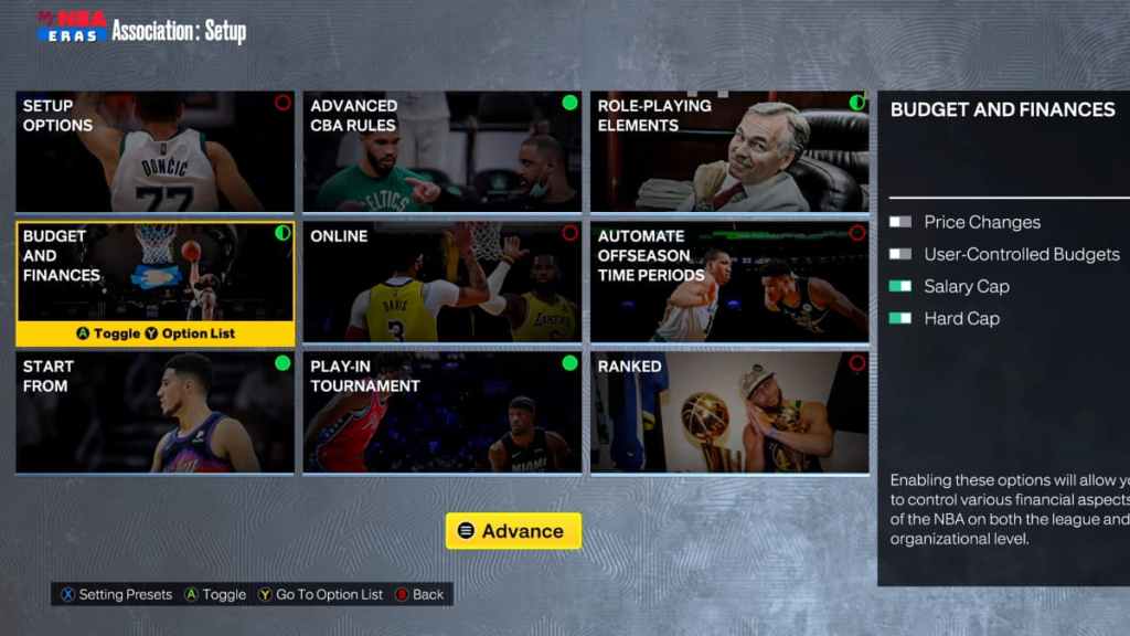 Option plafond salarial NBA 2K23