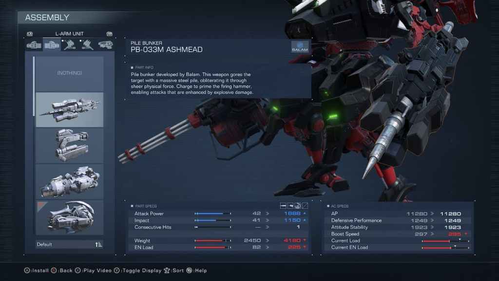 Comment utiliser Pile Bunker dans les statistiques d'Armored Core 6