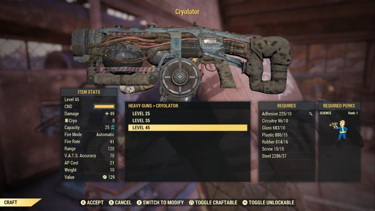 Statistiques du cryolateur Fallout7 6